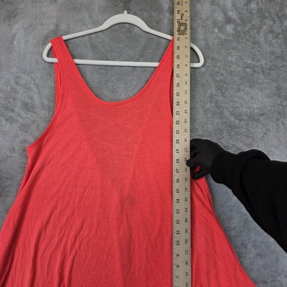 Fox Tank Top Womens Medium Coral High Low Scoop Neck Crisscross Back Tunic Logo - Picture 8 of 11